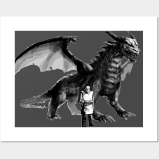 Silas, Dragon Master and his mighty Red Dragon, Hestia - from the Christian Speculative Fantasy Novels - The Dragon Slayer Chronicles Posters and Art